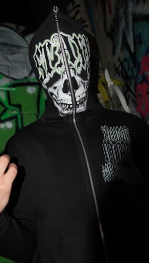 Image of “DEMOND FACE” FULL ZIP HOODIE(GREEN)