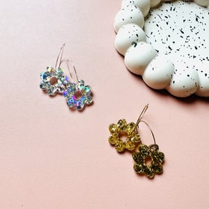 Image of Sparkly Flower Hoops