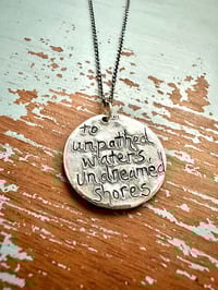 Image 9 of sapphire pendant with hand engraved Shakespeare quote