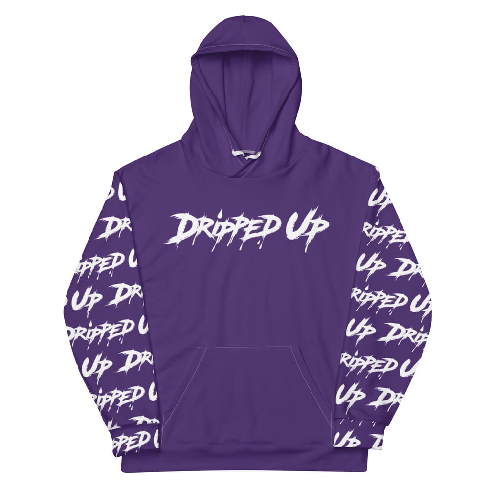 Dripped Up Sleeve Pattern 2.0 Unisex Hoodie (Purple/White)