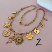 Image 5 of Drop 2 Gold Paperclip Charm Necklaces