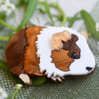 Gertie the guinea pig - brooch -  brown/honeycomb pig