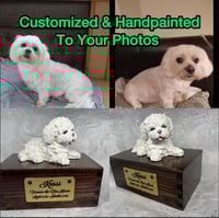 Image 2 of Custom Engraved Maltese Urn Pet Portrait Figurine To Your Dog's Photo