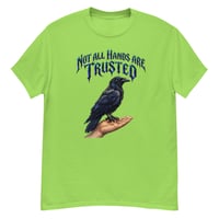 Image 6 of Trust Your Instincts Raven Unisex Graphic Tee – Gothic Raven & Hand Streetwear Design