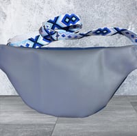 Image 3 of Large navy waterproof bumbag with grey zip