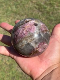 Image 6 of Pink Tourmaline & Smoky Quartz Sphere | #2968