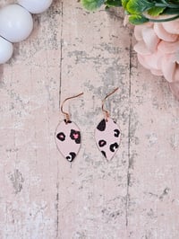 Image 2 of Mini Pink Leopard Petal Earrings