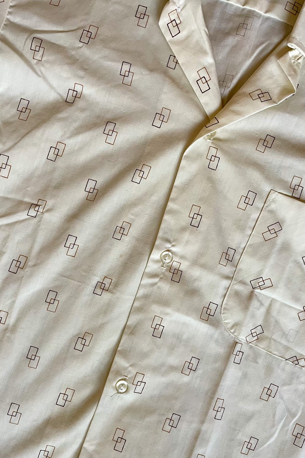 Vintage Mens 60s shirt size M  (cream with brown squares)