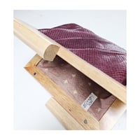 Image 4 of Maroon Snake Leather & Timber Clutch 