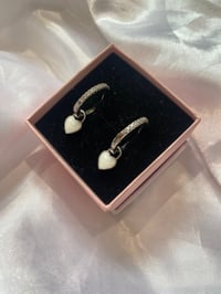 Image 3 of white heart hoop earrings