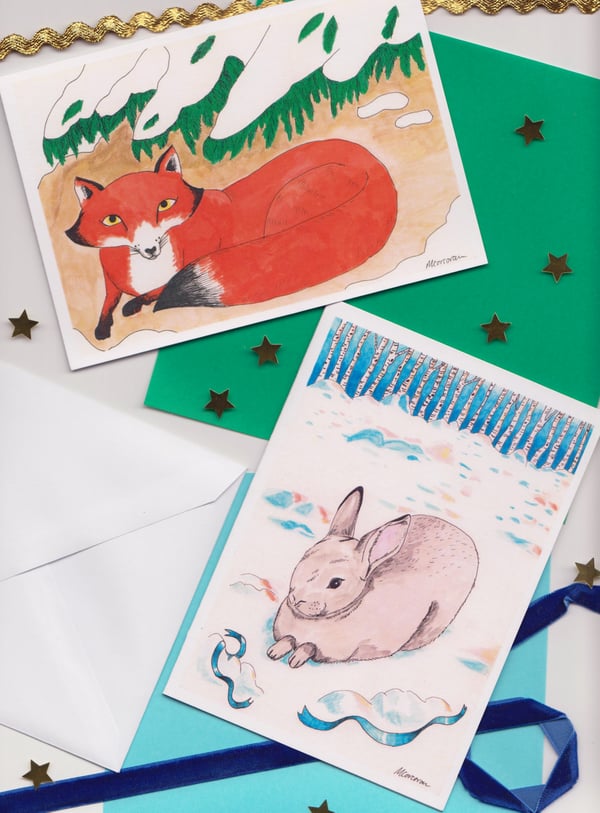 Image of Fox & rabbit Christmas cards (Pack of 8)
