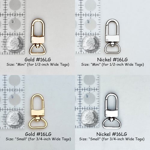 Image of Clips for Bag/Luggage Tags - Two Sizes - Gold or Nickel - Attachable #16LG - Handbag Accessory