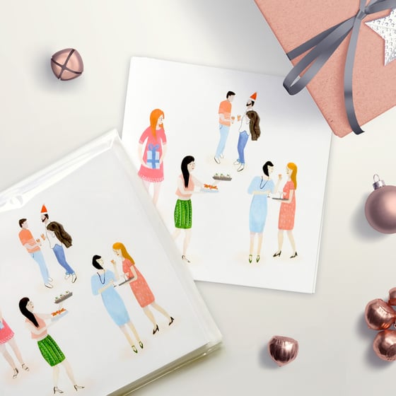 Image of Retro Christmas Party Greeting Card Set