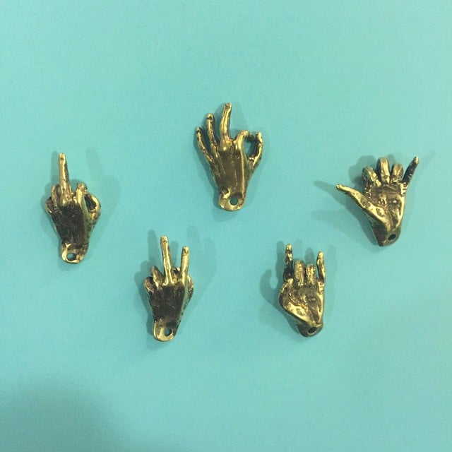 Image of SAY ANYTHING! Solid Brass Movable Hand Pins & Pendants 