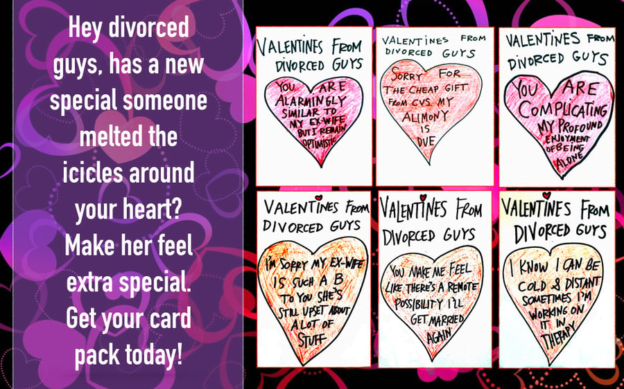 Image of VALENTINES FROM DIVORCED GUYS (CARD SET)