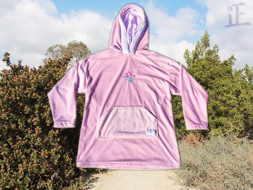 Image of Pastel Pink Fleece/Fur Rose Hoodie