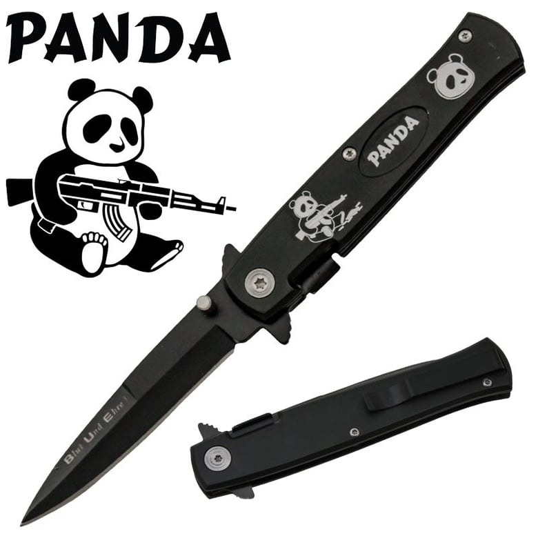 Image of 7" Stiletto Knife Black Panda Rapper Designer Hip Hop