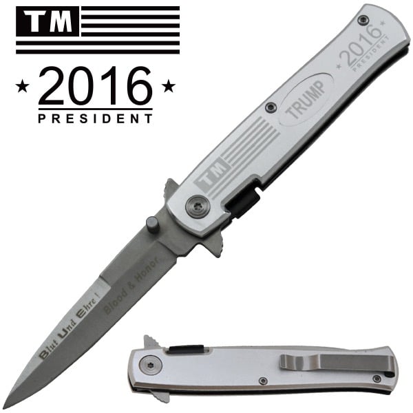 Image of 7" President Donald Trump Silver Stiletto Knife 