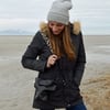 Camera Bag For Travel  | Black Leatherette Camera Coat Wipes Off - Plus FREE leopard Camera Strap