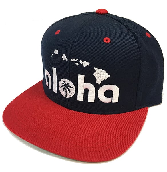 Image of Aloha Navy and Red Snapback Hat