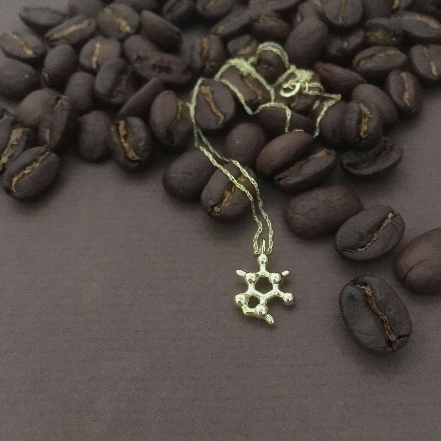 caffeine molecule necklace