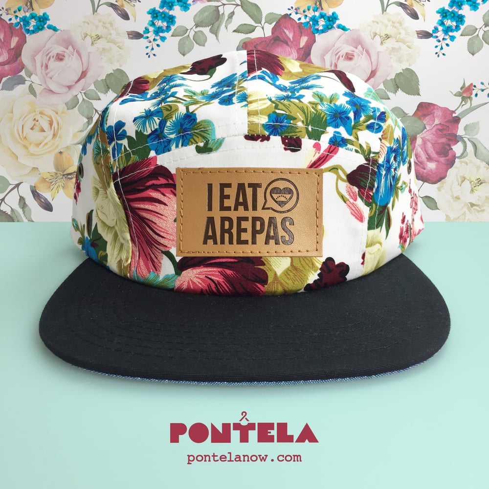 Image of I Eat Arepas Leather Golden Flowers