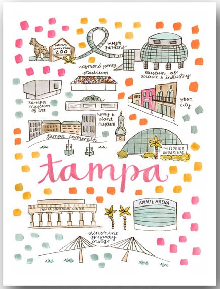Image of Tampa, FL Map Print