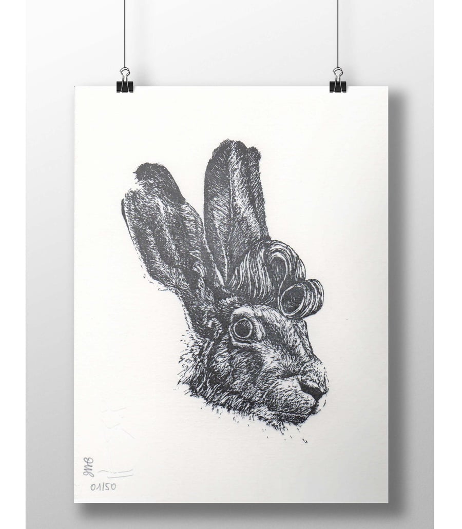 Image of "Hare-brushed" letterpress art print