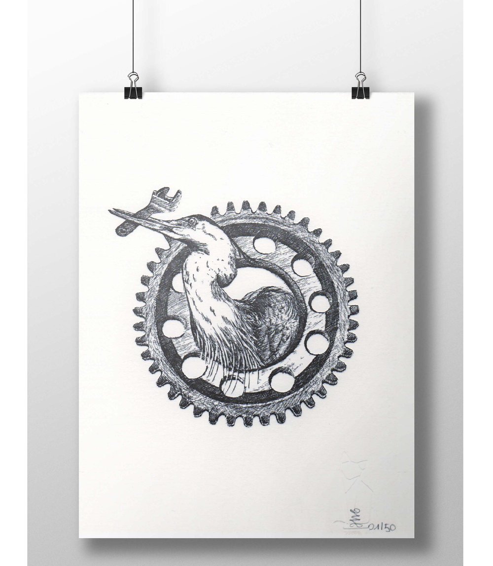 Image of "Working class heron" letterpress art print