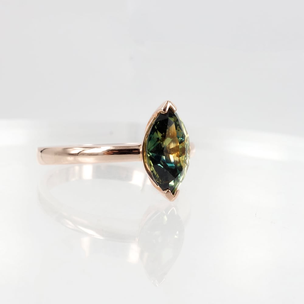 Image of 18ct Rose Gold and parti Sapphire engagement ring 