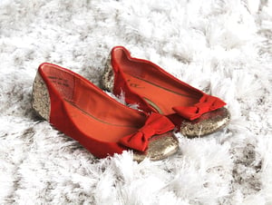 Image of Red/Orange Velvet Glitter Shoes