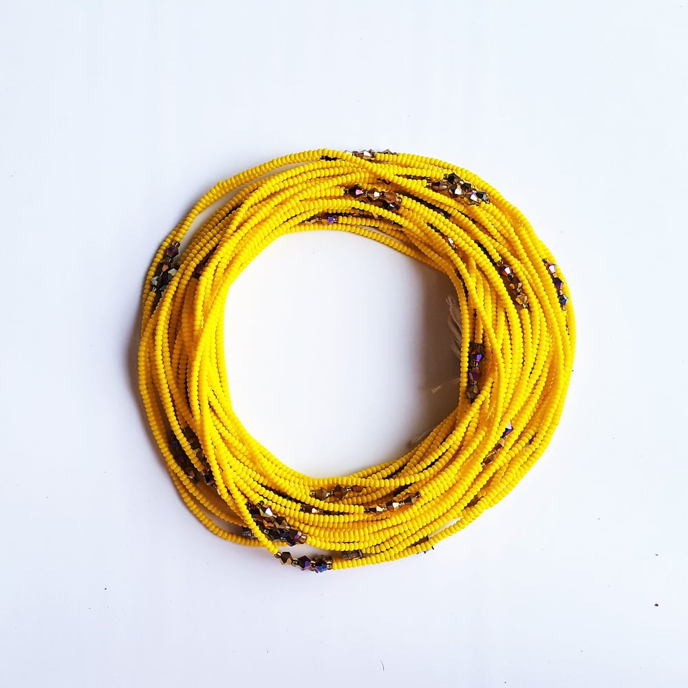 Image of Yellow & bronze African waist beads