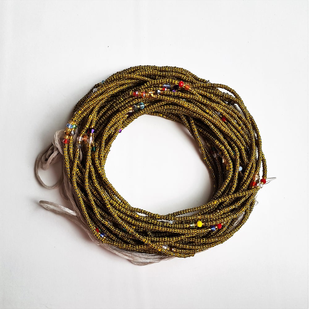 Image of Black & Yellow stripe African waistbeads