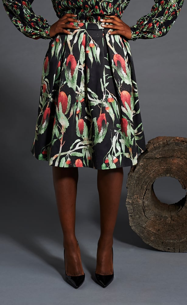 Image of Box Pleat Skirt - Before the Fire Print