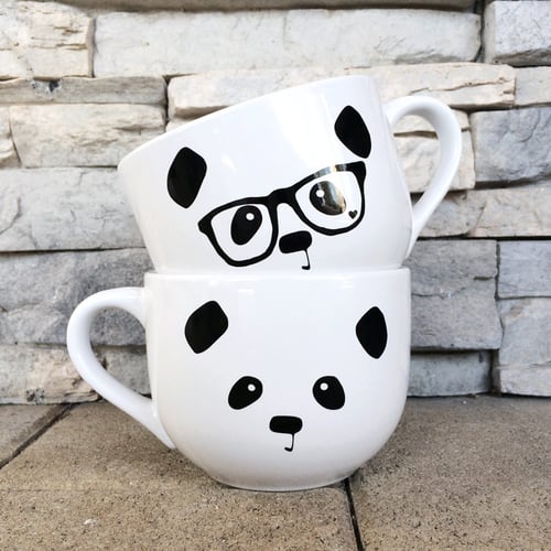 Image of Panda Face / Nerdy Panda Ceramic Soup Mug