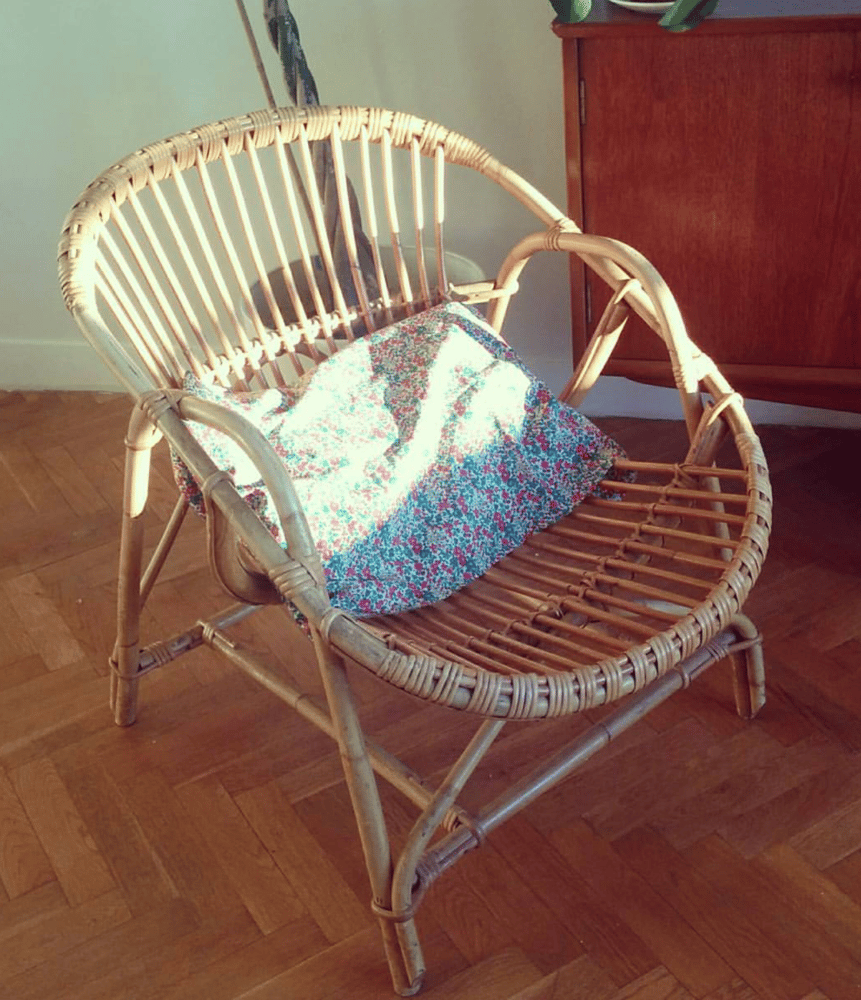 Image of Fauteuil coquille en rotin