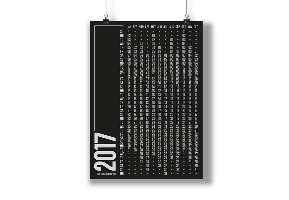 Image of 2017 Silkscreen Printed Calendar with Scratch-able Ink