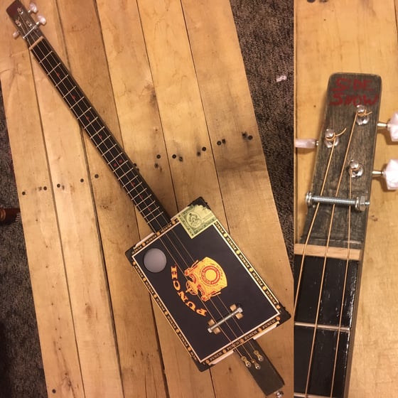 Image of 3 string Punch cigar box guitar