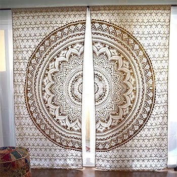 Image of Gold Mandala Tapestry Curtains