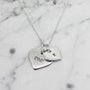 Personalised double love heart sterling silver necklace