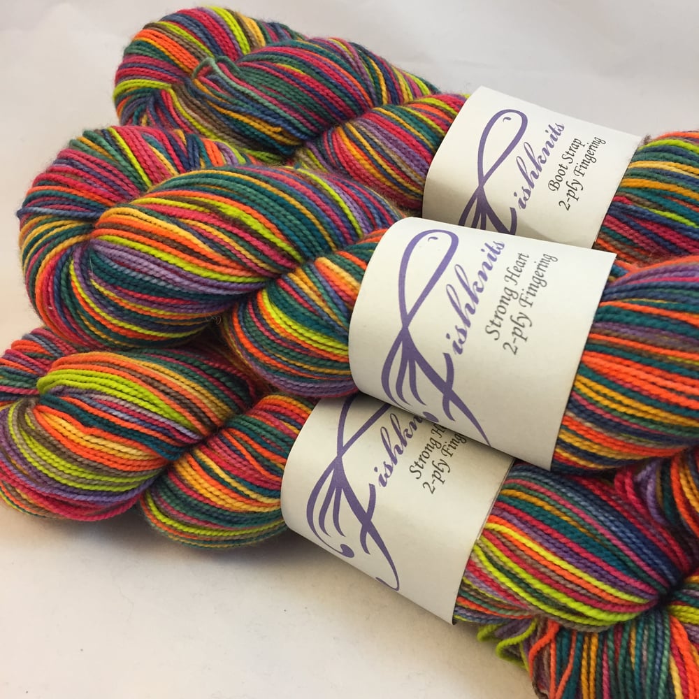 Image of Cool Ten: Superwash Strong Heart or Boot Strap BFL Self Striping Sock Yarn