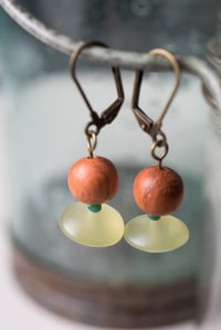 Wood and Afghan Jade Earrings