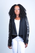 Image of Draped Faux Leather Jacket