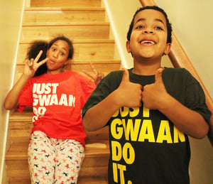 Image of JUST GWAAN DO IT T-Shirt Kids Tee - RED/GREEN