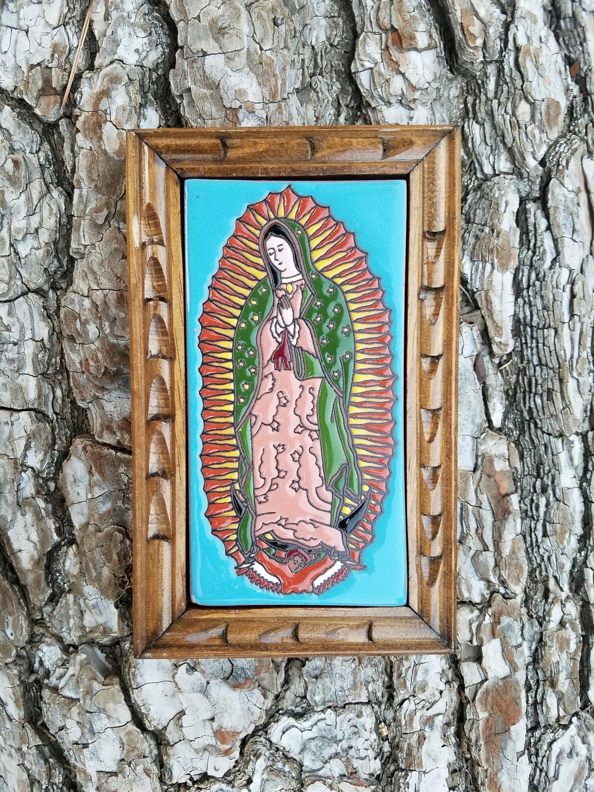 Image of Guadalupe Baby Blue Rectangle Wood Frame