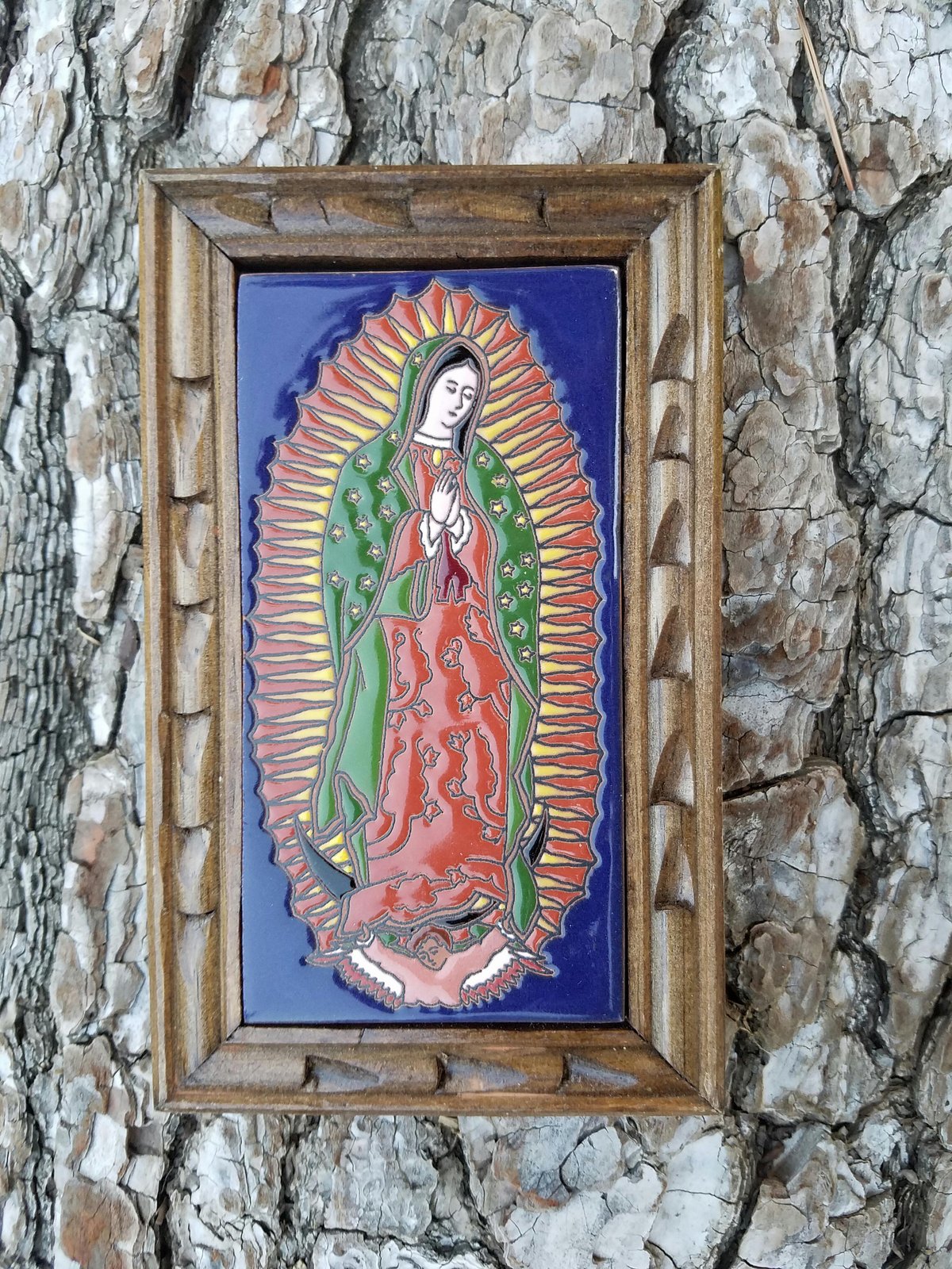 Image of Guadalupe Blue Rectangle Wood Frame