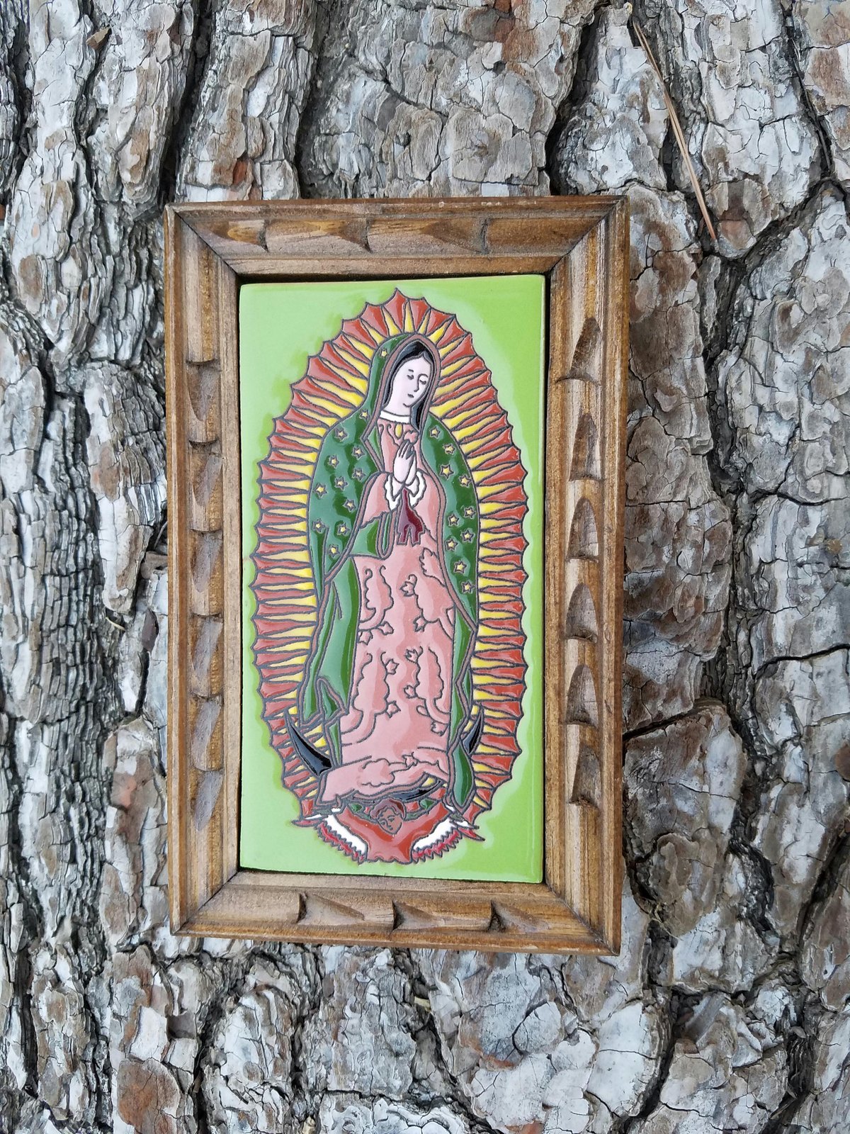 Image of Guadalupe Green Rectangle Wood Frame