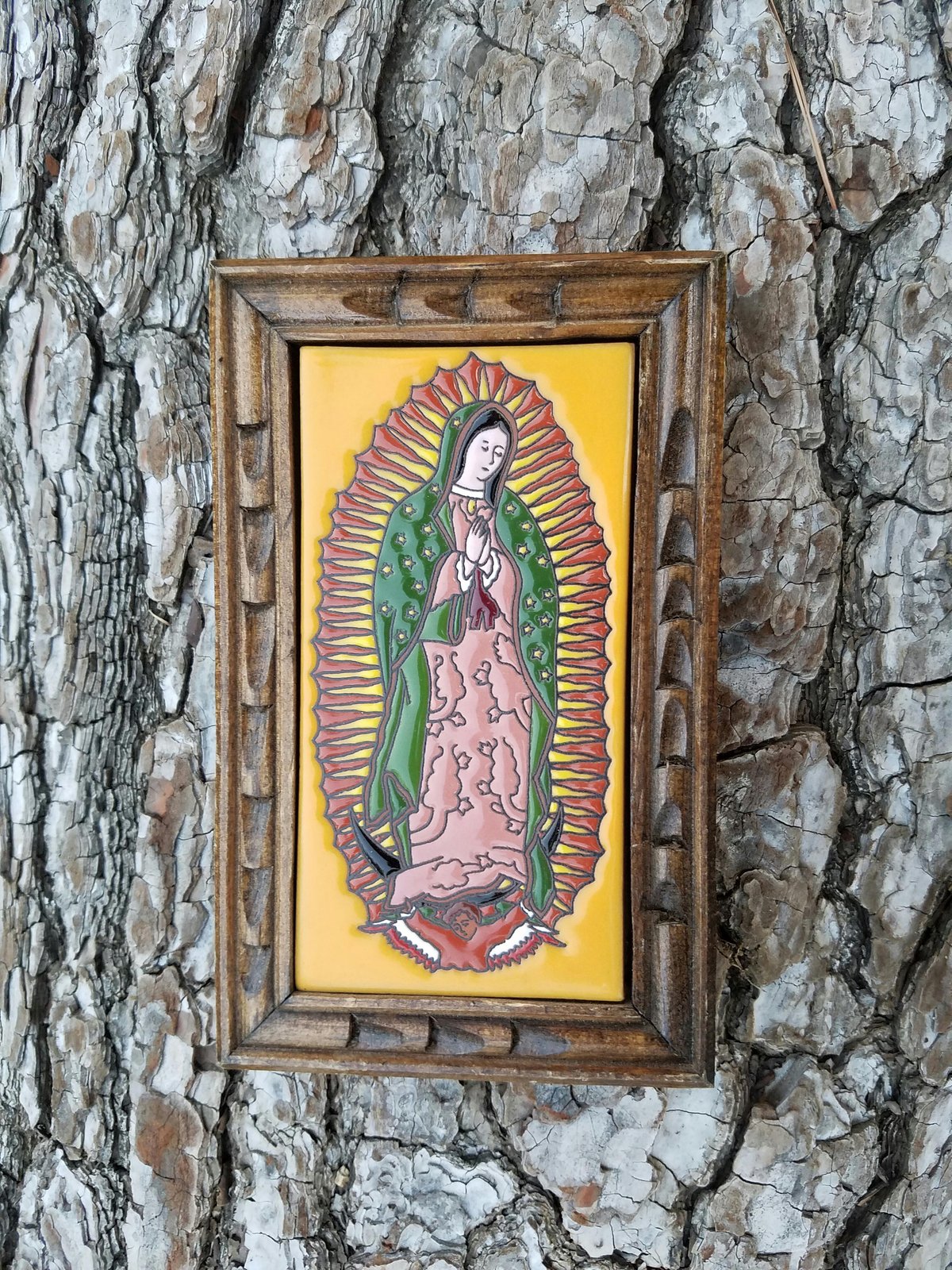 Image of Guadalupe Yellow Rectangle Wood Frame