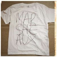 MARSHEAUX: Logo Tshirt (black/red lettering in white shirt)
