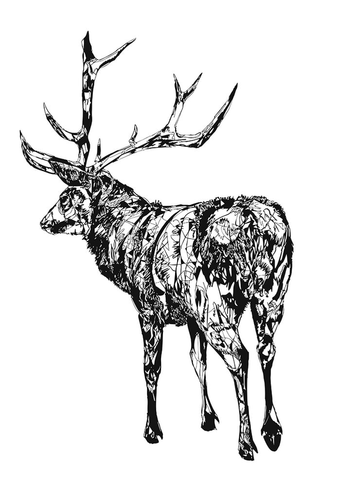 Image of Standing Stag (full) screen print